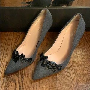 Grey wool with black bows Kate Spade stilettos